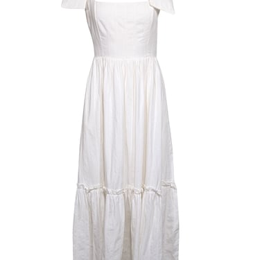 Floraison Lane - Ivory Sleeveless Bow Strap "Elizabeth" Midi Dress Sz 4