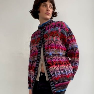 Vibrant Wool Handknit Bomber (M)