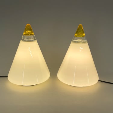 Pair of Vetri Murano Table Lamps by Giusto Toso, 1970's / Italian Design Lamps / Set of Two Vintage Design Lamps / Prism 