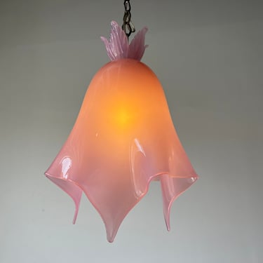 Italian Vintage Pink Murano Glass Handkerchief - Form Hanging Light 