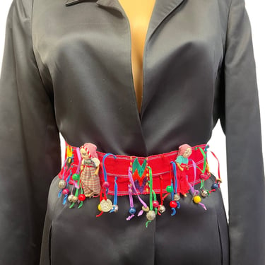 Guatemalan Vintage Doll Sash, Fabric Belt, Folk Art Belt, Vintage Doll Sash, Ethnic Bead and Deco Belt, Multi Doll Fabric Sash, Belt 
