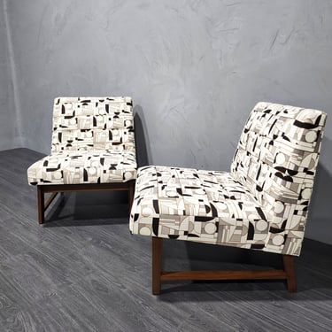 Edward Wormley for Dunbar Slipper Chairs in French Fabric