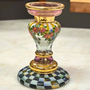 MacKenzie-Childs Handpainted Glass Candleholder