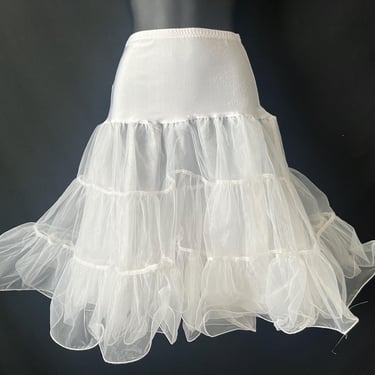 vintage white petticoat ruffle crinoline full circle skirt small 