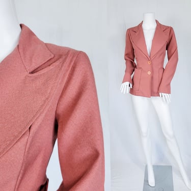 1970's Peachy Coral Wide Lapel Fitted Blazer I Suit Coat I Jacket I Sz Med 