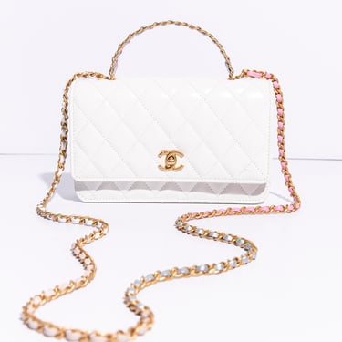 CHANEL 2023 White Wallet On Chain Top Handle Bag