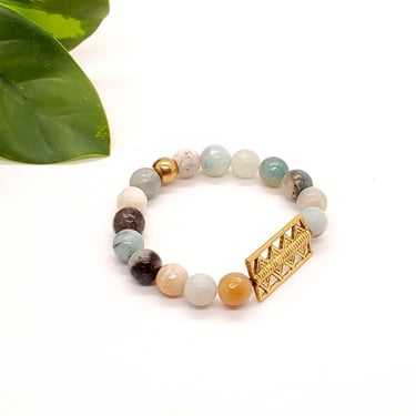 Beaded Stone Accent Bracelet: Amazonite