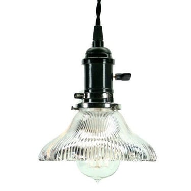 Vintage Holophane Pendant Light with Switched black socket (five available) #2086 