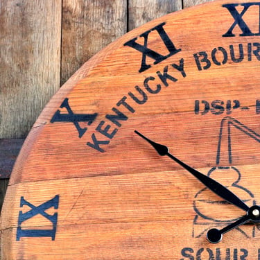Whiskey Barrel Head Clock - Personalization Available 