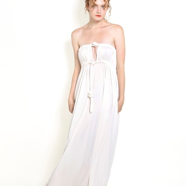 Geoffrey Beene White Grecian Style Strapless Dress 
