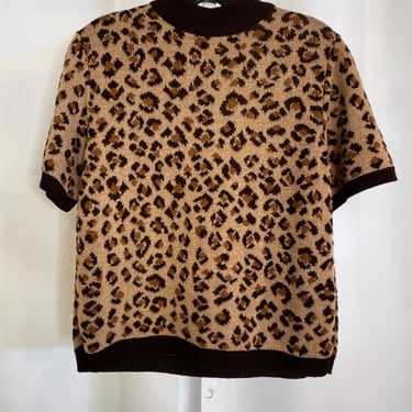 1990s Leopard-Knit Zip Sweater