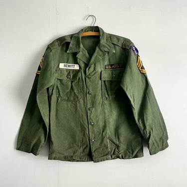 Vintage 60s 1960 US Army OG 107 Shirt Vietnam Korea Era Patches Size M 