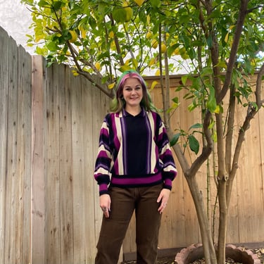 Vintage 1970’s Purple Striped Pullover Sweater 