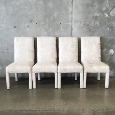 Set of Four Upholstered Parsons Dining Chairs