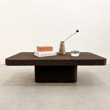 Vintage Rectangle Chocolate Cork Coffee Table – 1970s Mid-Century Modern Retro Postmodern 