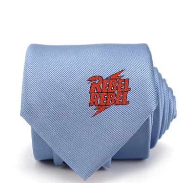 BRAND NEW! Ziggy Stardust Gifts for David Bowie fans  Rebel Rebel Light Blue necktie Moonage Daydream Thin White Duke Rock n Roll accessory 