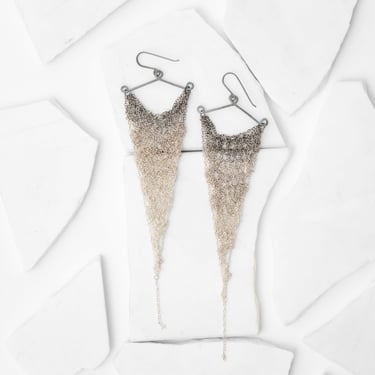 Ombre Crochet Sterling Silver Chain Earrings