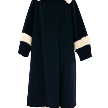 1960's Fur Trimmed Cashmere Swing Coat