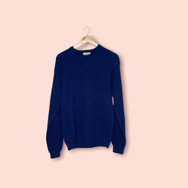 Vintage LL Bean Alpaca Navy Blue VNeck Sweater, Size Large 