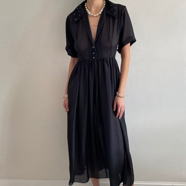 ReCAP Vintage Studio Positively Ellyn Vintage 60s Sheer Chiffon Cocktail Dress - Black