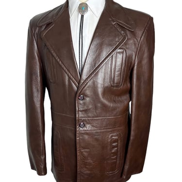 Vintage 1960s/1970s SCULLY LEATHERWEAR Leather Jacket ~ 40 to 42 ~ Blazer / Sport Coat ~ Western / Ranch ~ Belted Back / Norfolk ~ 60s / 70s 