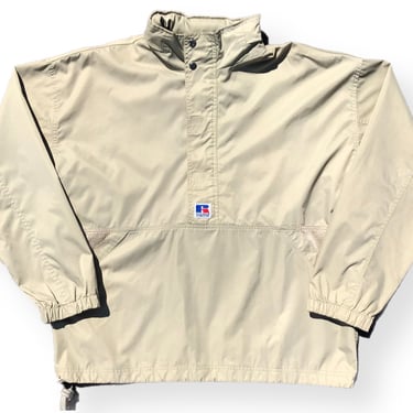 Vintage 90s Russel Athletic Lehigh University Softball Beige Half Zip Anorak Windbreaker Pullover Size Large/XL 