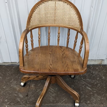 Wood & Cane Swivel Chair