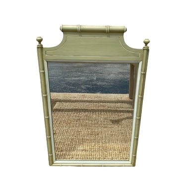 Henry Link Mirror 39x25 FREE SHIPPING Vintage Sage Green Faux Bamboo Coastal Hollywood Regency 