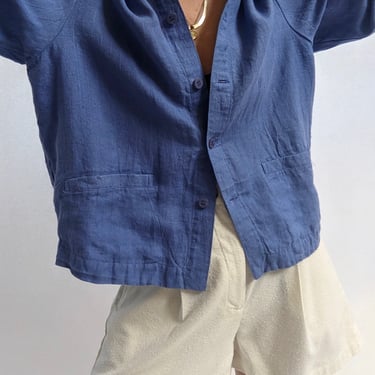 Vintage Lightweight Blueberry Linen Jacket