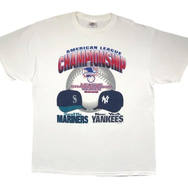 Vintage 2000 American League Baseball Championship Series Seattle Mariners vs New York Yankees MLB Big Print Graphic T-Shirt Size XL 