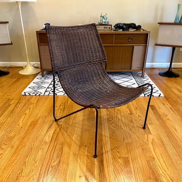Frederick Weinberg Wicker And Iron Lounge Chair 