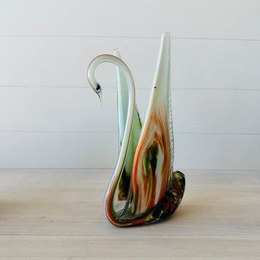 Vintage Murano Style Art Glass Swan Sculpture 10.75 Inches Tall 