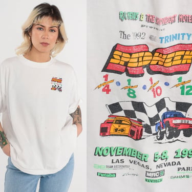 1992 Speedweek Shirt 90s Racing T-Shirt Las Vegas Car Auto Race Graphic Tee Showboat Hotel Single Stitch White Vintage 1990s T-America XL 