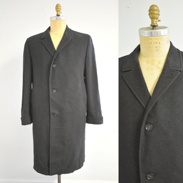 1960s Botany 500 Black/Gray Men's Wool Coat 
