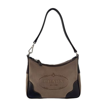 Prada Brown Canvas Mini Shoulder Bag