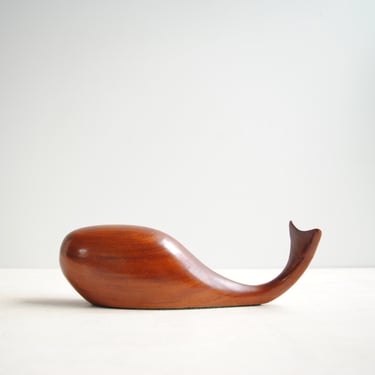 Vintage Carved Wood Whale, Modernist Whale Figure 