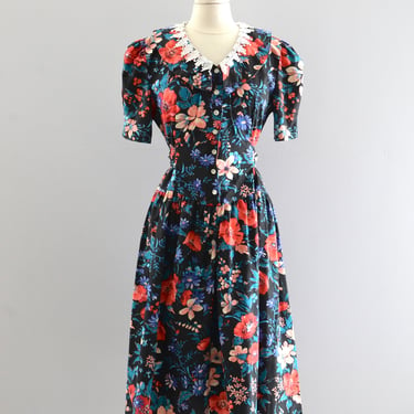 Vintage Dark Floral Dress