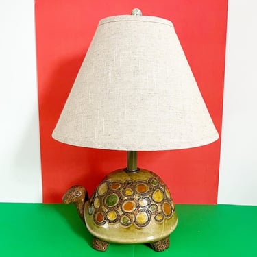 1960s Italian Turtle Lamp & Shade 