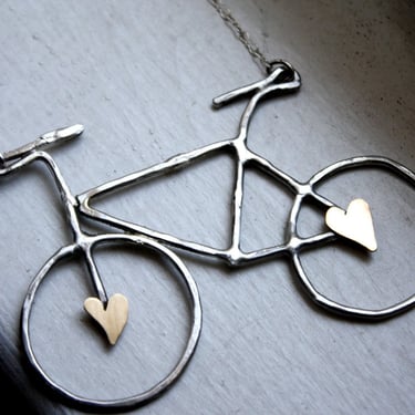 Bike Love- Handmade Sterling Silver Necklace by Rachel Pfeffer 