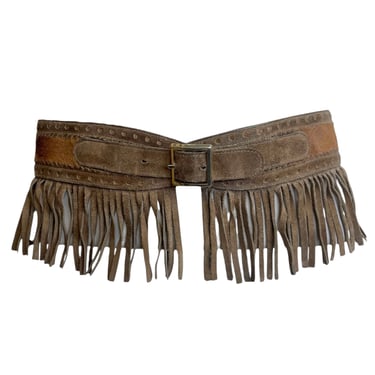 Yves Saint Laurent 1970's Suede Fringe & Calfskin Safari Belt