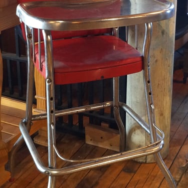 Red and Chrome Retro High Chair