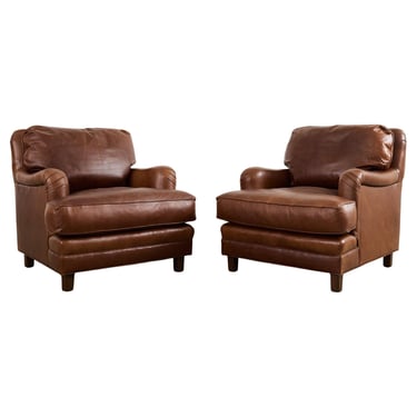 Pair of A. Rudin Cigar Leather Club Chairs