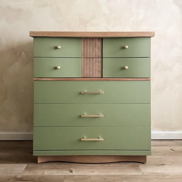 Unique Mid-Century Modern Dresser - Olive Green 