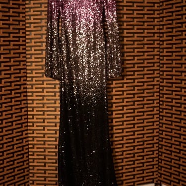 Ombre sequin bell sleeve silk gown 