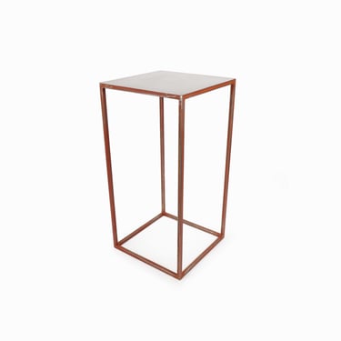 Vintage Metal Hand Welded Side Table End Table Silver 