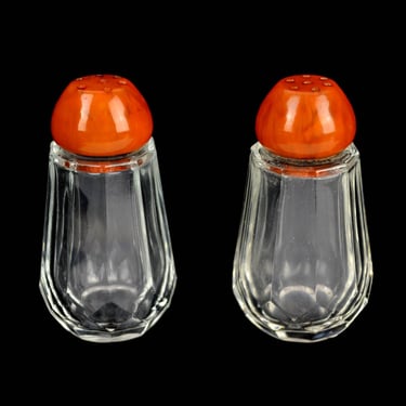 Salt shaker pepper shaker with Bakelite Catalin closure spice shaker design 30s Art Deco vintage shaker brocante collector 