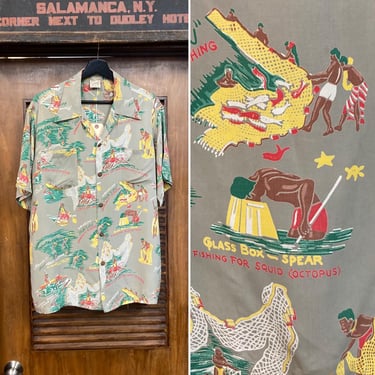 沸騰ブラドン Rayon “McGregor” 1940's Vintage Hula Hawaiian Border Natives トップス