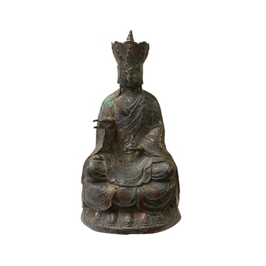 Chinese Vintage Distressed Marks Metal Sitting Meditation Buddha Statue ws2120E 