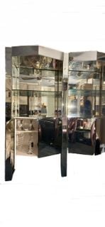 Mirrored Double Floating Cabinets with Glass Shelves \u0026 lighting Display Unit