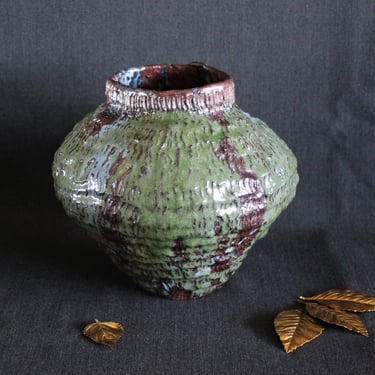 Stunning Vintage Mid Century Brutalist Modern Studio Pottery Vase 